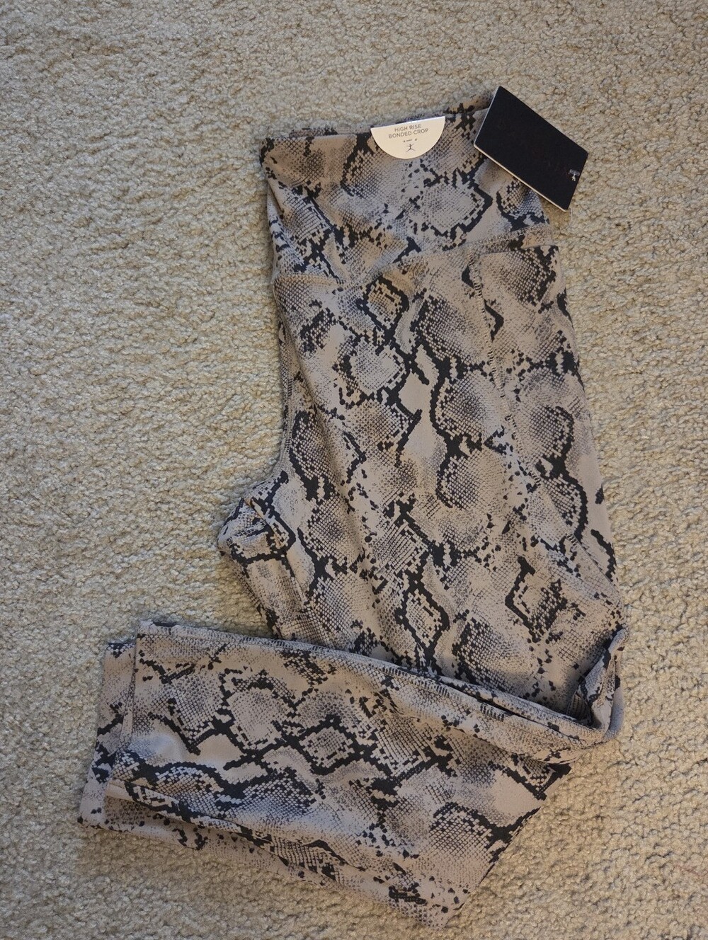 Danskin Snake-Print High-Waist Leggings in Taupe and Black